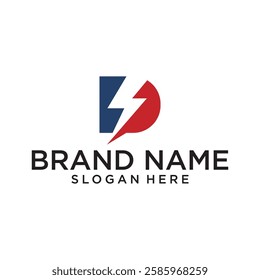 Letter D electrical logo design vector.