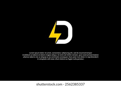 letter d electricity and lightning logo design