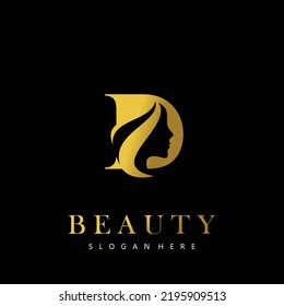 Letter D Elegance Luxury Beauty gold color women's fashion logo