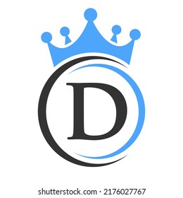 Letter D Elegant Crown Logo Template. Royal Crown Logotype Luxury Sign  for Beauty, Fashion, Spa, Star Symbol