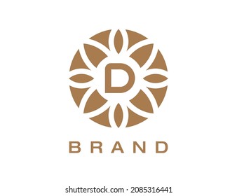 Letter D Elegant Flower Emblem Logo Vector illustrations.