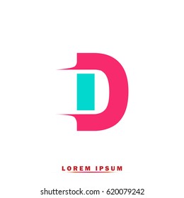 Letter D Elegant typographic blue and pink