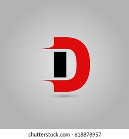 Letter D Elegant typographic red and black