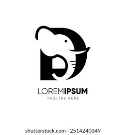 Letter D Elephant Logo Design Vector Icon Graphic Emblem Illustration Symbol