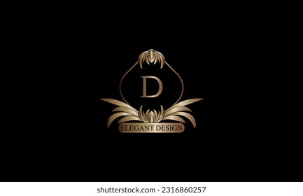 Letter D emblem calligraphic monogram template. Luxury elegant logo design. Vector illustration for projects for cafes, hotels, heraldry, restaurants, boutiques