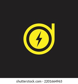 Letter d energy, lightning geometric symbol simple logo vector
