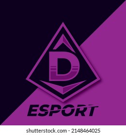 Letter D esport logo, triangle esport logo design template, badge esport logo illustration vector