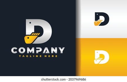 the letter D excavator logo	
