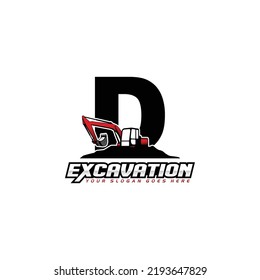 Letter D excavator logo concept template vector.