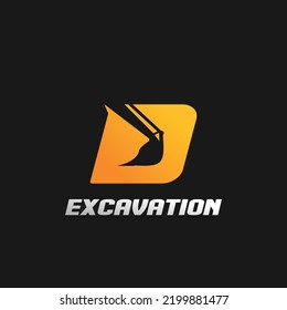 Letter D excavator logo concept template vector.