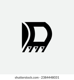 Letter D Excavator logo design illustration vector template