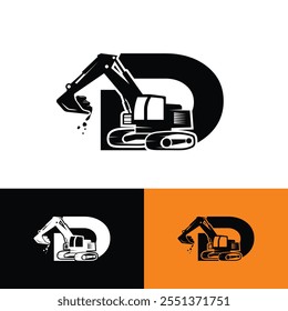 Vector de diseño de logotipo de excavadora de letra D