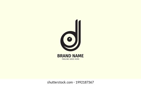 Buchstabe D mit einem Monogramm-Logo im Augenkreis, Vektordesign