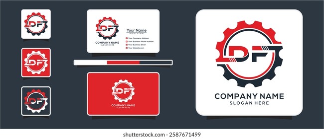 Letter D F gear vector logo template This design is suitable for technology industrial or automotive