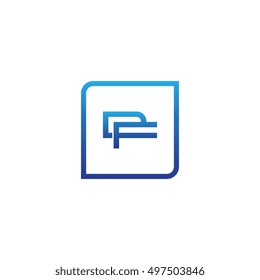 The letter D and F Monogram With Frame Square. Logo Design Template Blue
