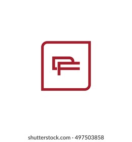 The letter D and F Monogram With Frame Square. Logo Design Template Red