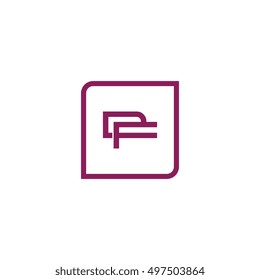 The letter D and F Monogram With Frame Square. Logo Design Template Purple