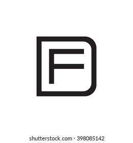 letter D and F monogram square shape logo black