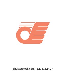 letter d fast wing fly logo vector