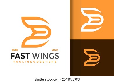 Plantilla de Ilustración del Vector de diseño del logotipo de las alas rápidas de la letra D