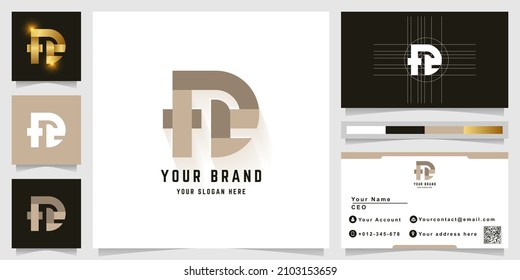 Letter D or Fe monogram logo with business card design