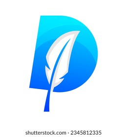 letter d feather gradient logo design 