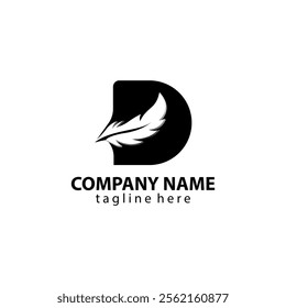letter d feather logo design vector