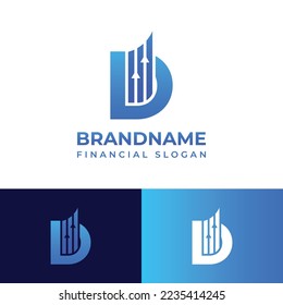 Letter D Financial Chart Logo, suitable for any business related to Financial with D initials.