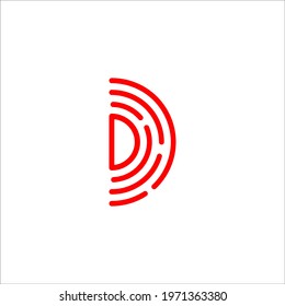 letter D finger print logo design vector sign