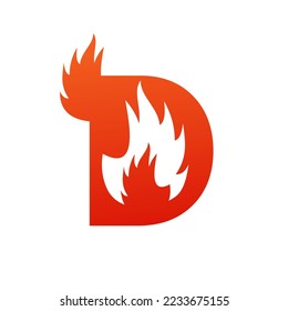 Letter d with fire logo template illustration