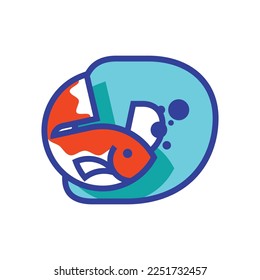 Letter D with fish logo. Fish icon. Seafood logotype