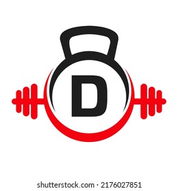 Letter D Fitness Logo Design . Sport Gym Logo Icon Design Vector Template