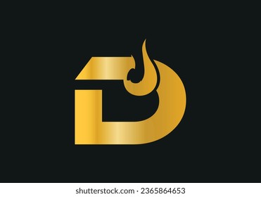 Letter D Flame Logo Design, Modern Logo Designs Vector Illustration Template