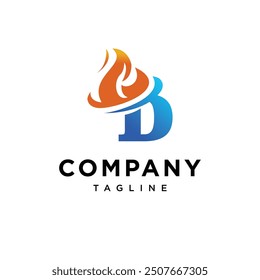 Buchstabe D Flamme Logo Symbol Vektor.
