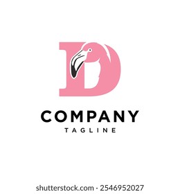 Letter D Flamingo Logo Icon Vector