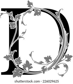 Letter "D" with floral branch 