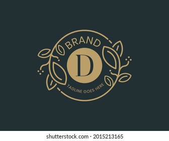 Letter D Floral Logo Design Template  Vector