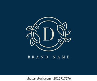 Letter D Floral Logo Template Design Vector