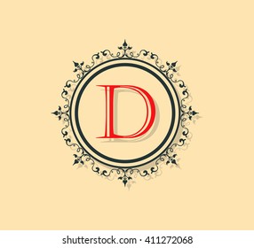 Letter D Floral monogram.