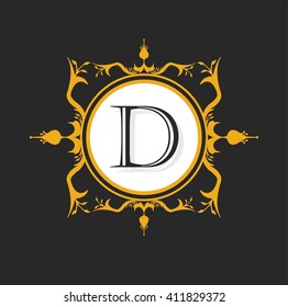 Letter D Floral monogram.
