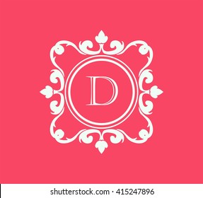 Letter D  Floral monogram.