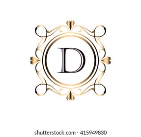 Letter D  Floral monogram.