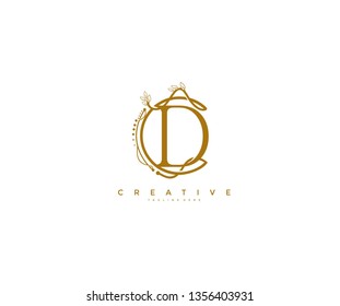 Letter D Floral Monogram Rounded Ornate Elegant Logo Design