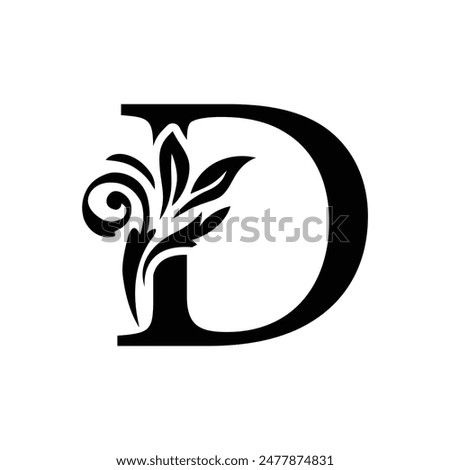 letter D flower alphabet. Beautiful capital letters 