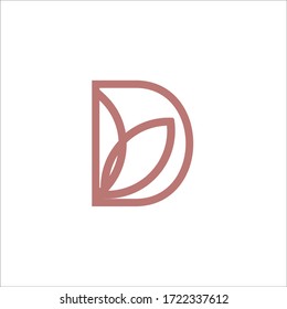 letter D with flower logo icon vector