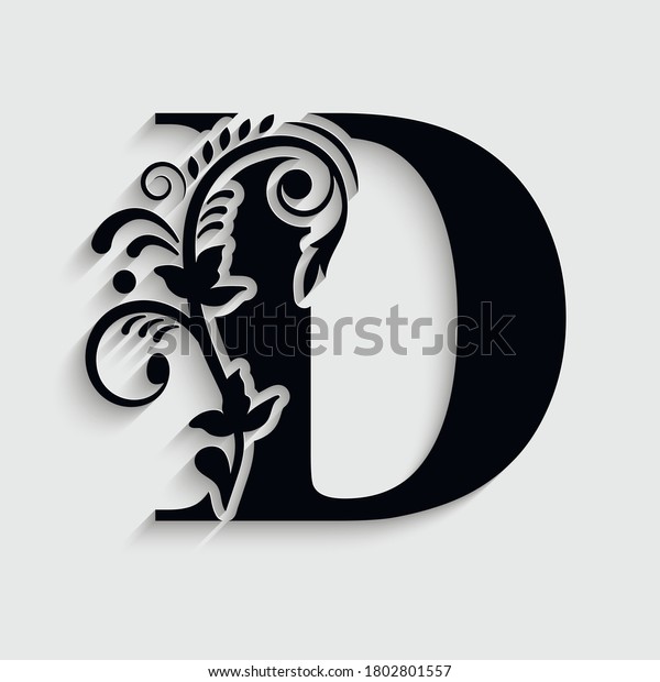 Letter D Flower Ornament Vector Logo Stock Vector (Royalty Free) 1802801557
