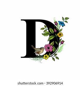 Letter E Floral Design Lettering Alphabet Stock Vector (Royalty Free ...