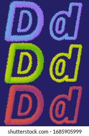 Letra D en forma esponjosa sobre fondo azul en vector