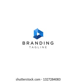 letter d fold paper logo icon