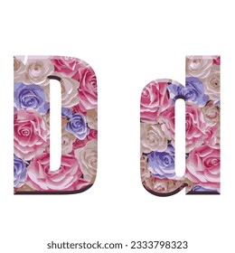 Diseño de tipos de letra D con fondo rosado en ilustración vectorial